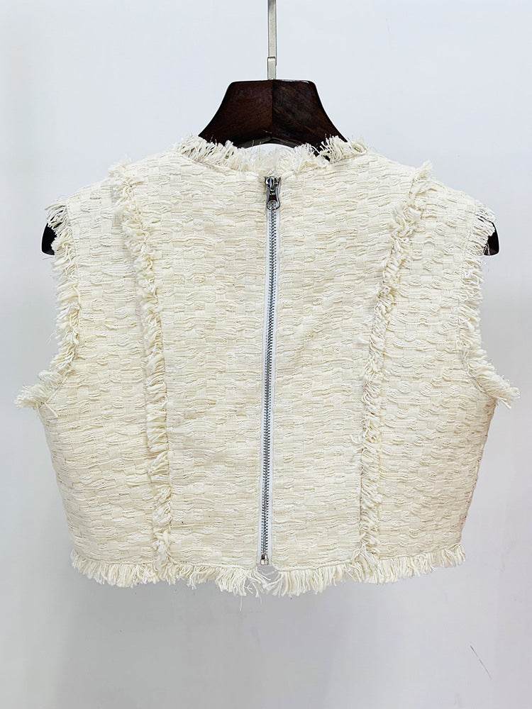 Tweed Cropped Top skirt set - REBECATHELABEL