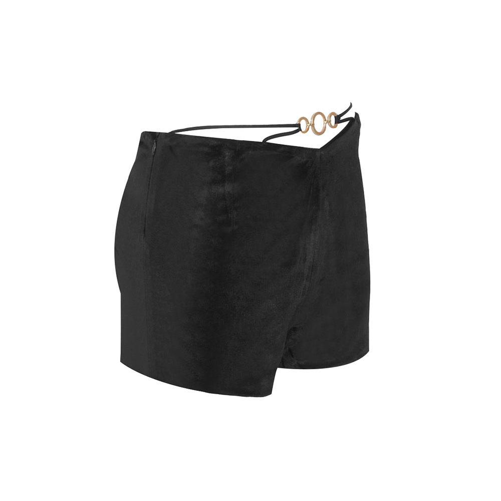 V-neck Short Set 2-piece Gloved Velvet set - REBECATHELABEL