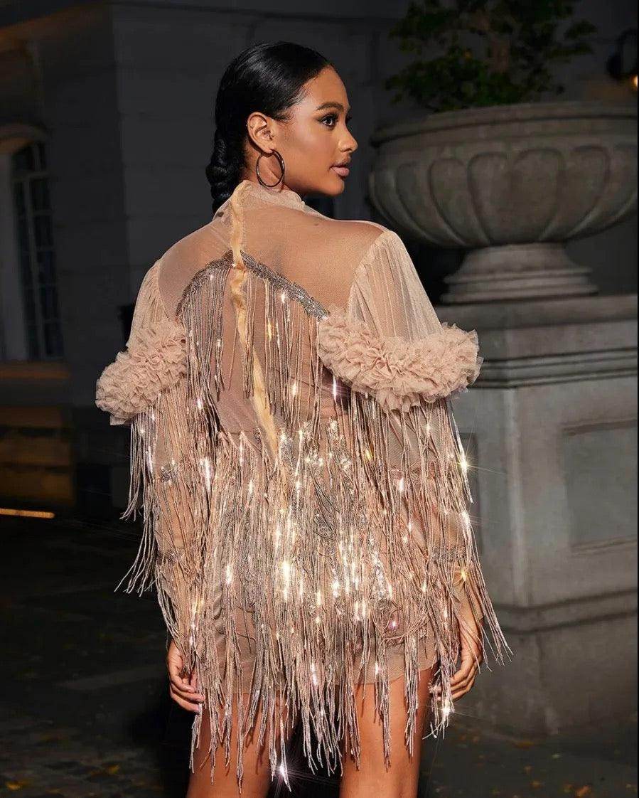 Vanilla Sky Sequinned Fringed Dress - REBECATHELABEL