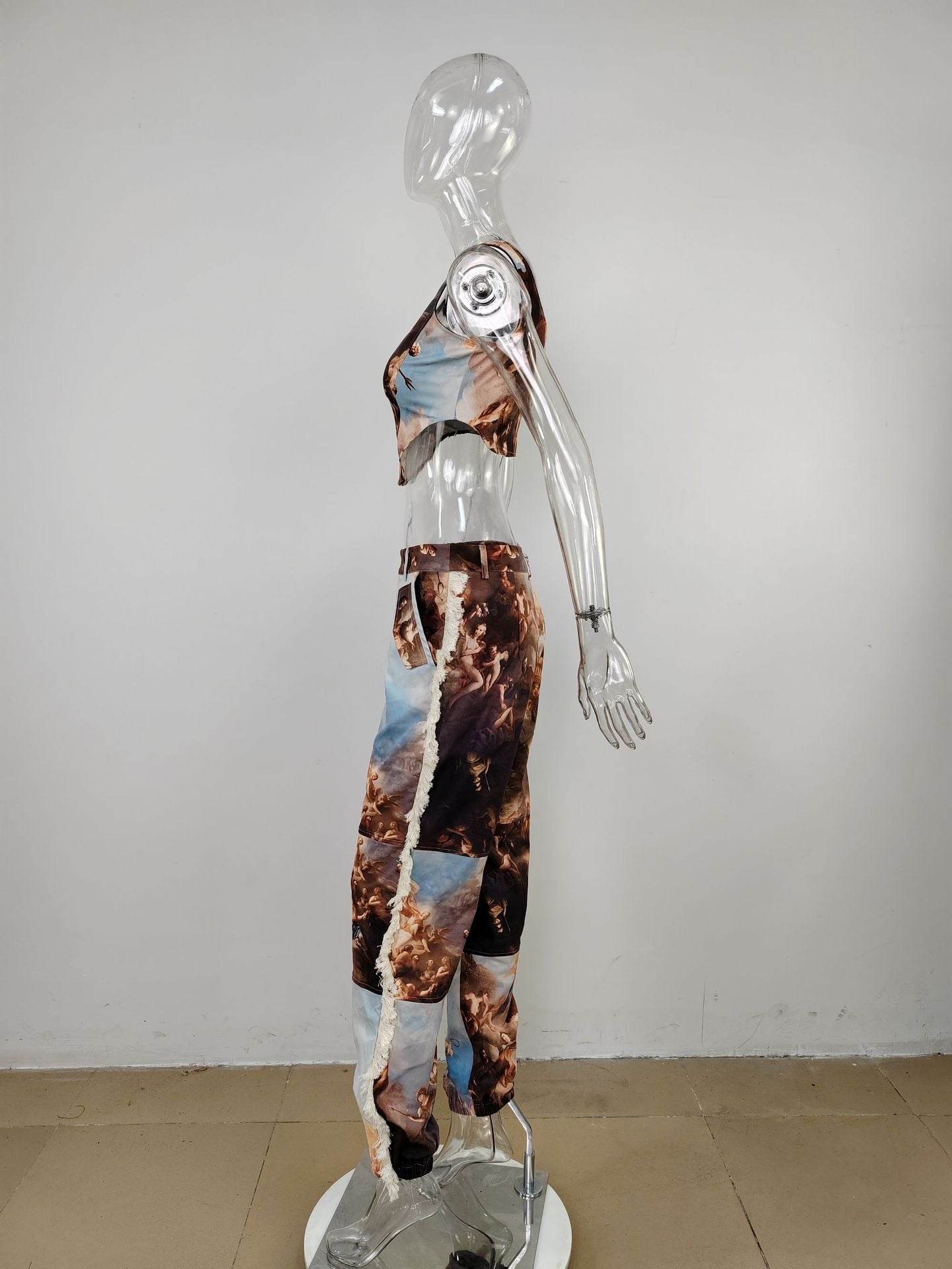 Vest Sexy Bare Cropped High Waist Trousers set - REBECATHELABEL