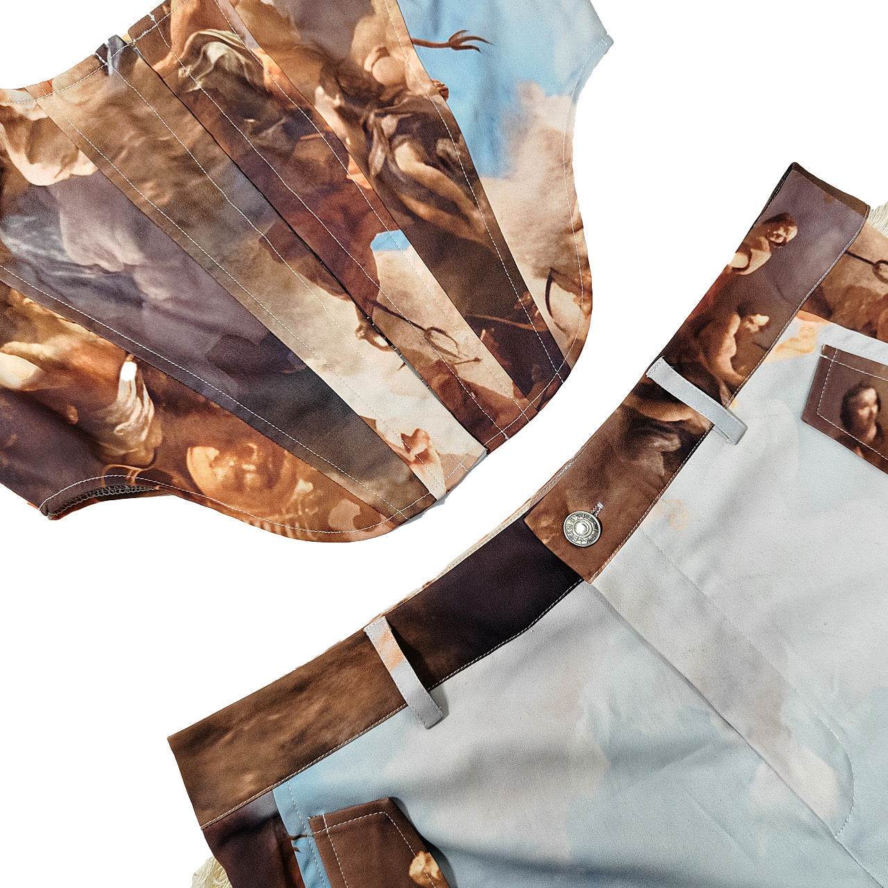 Vest Sexy Bare Cropped High Waist Trousers set - REBECATHELABEL