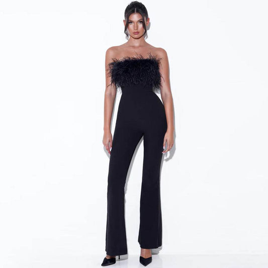 Waist Stretchy Wide Leg Flared jumpsuit - REBECATHELABEL
