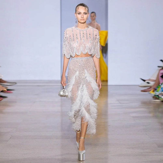 White Feathers skirt set - REBECATHELABEL