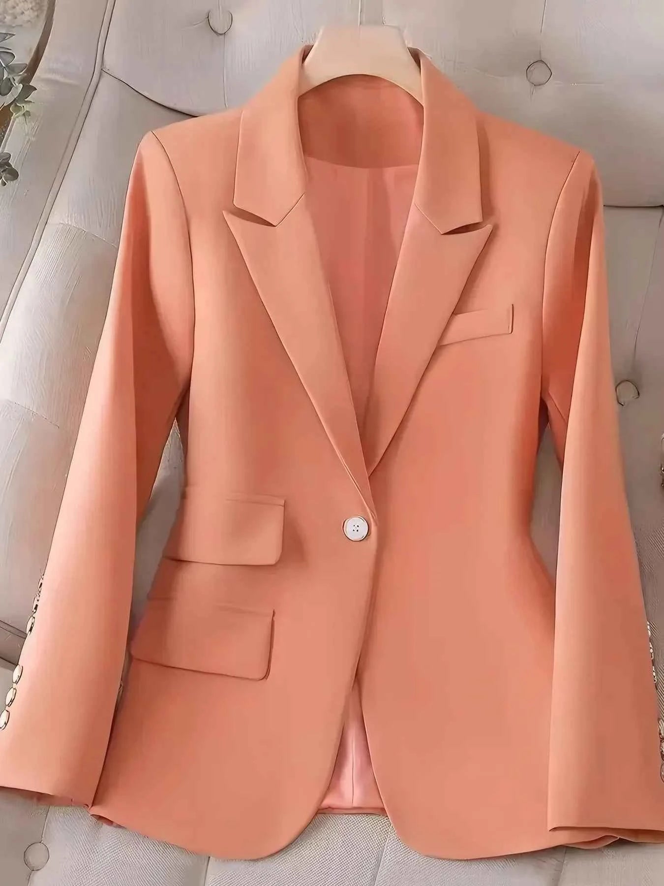 Single-Button Long Sleeve Blazer