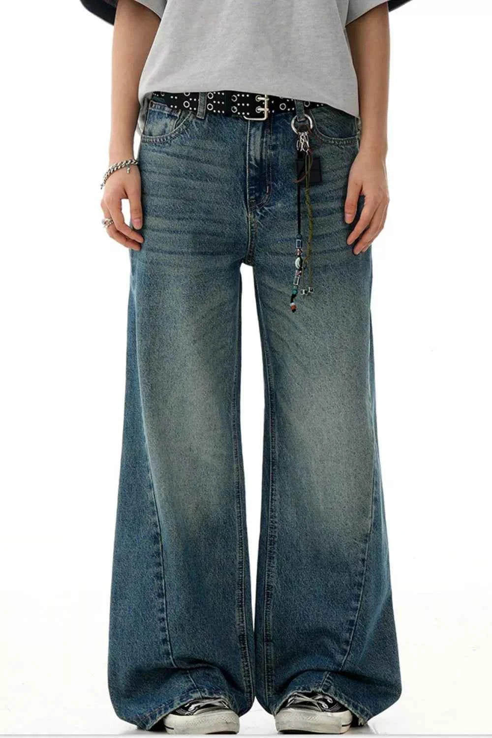 Men's Wide Leg Vintage Wash Jeans