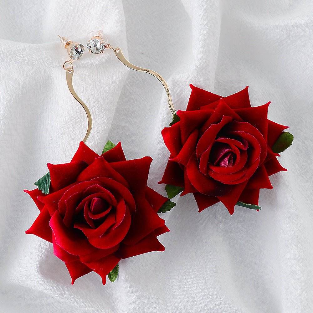 Alloy Rose Dangle Earrings - REBECATHELABEL