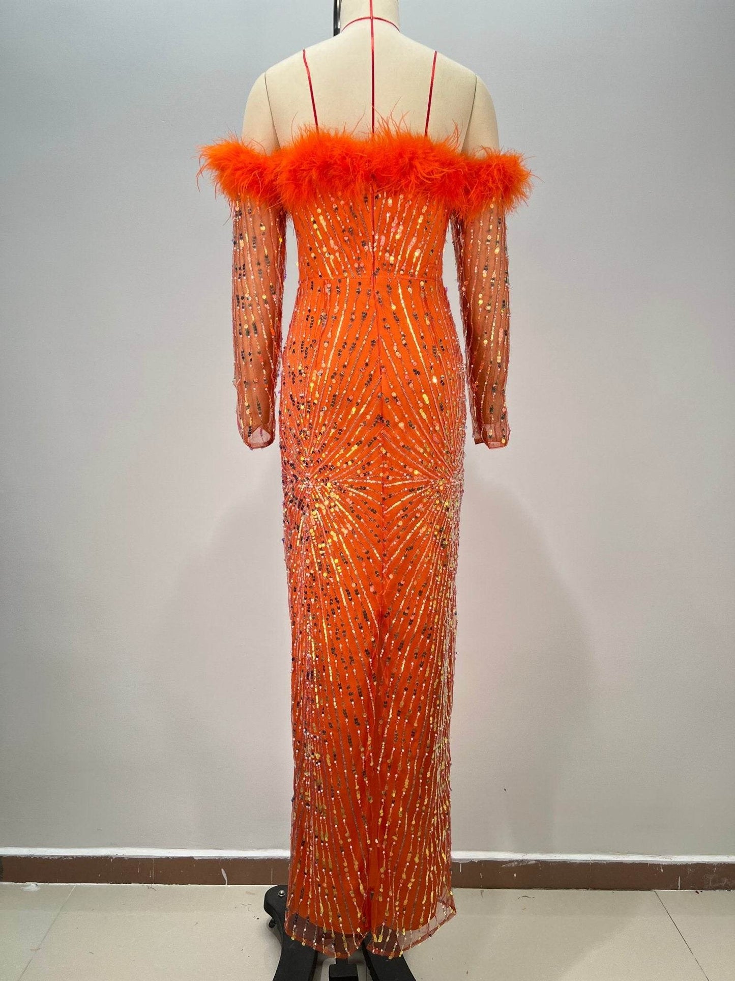 Anisha feather orange dress - REBECATHELABEL