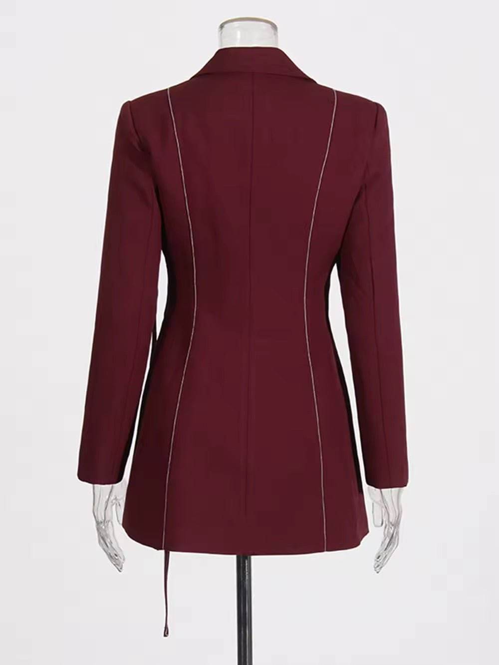 Asymmetric Lower Hem Blazer + High Waisted Lace Up Pants 2-Piece Set - REBECATHELABEL