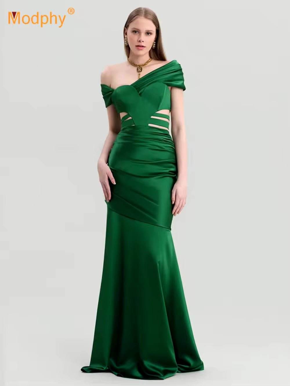 Asymmetrical Collar Mermaid Bandage Dress - REBECATHELABEL