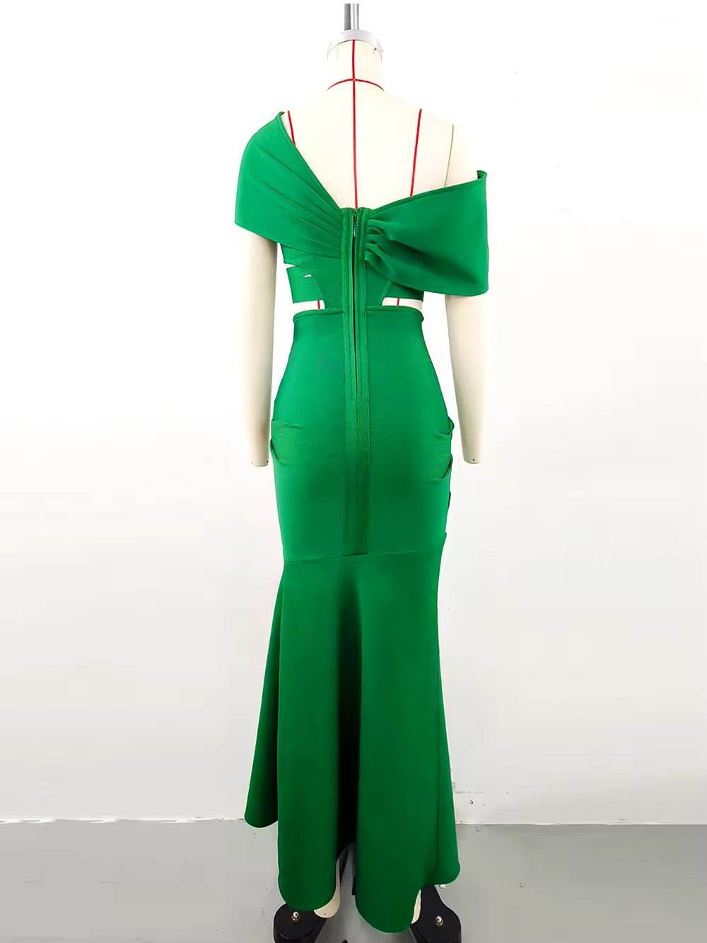 Asymmetrical Collar Mermaid Bandage Dress - REBECATHELABEL