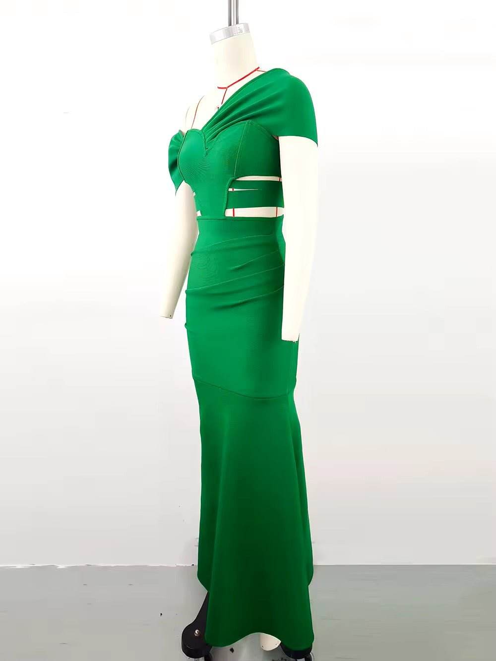 Asymmetrical Collar Mermaid Bandage Dress - REBECATHELABEL