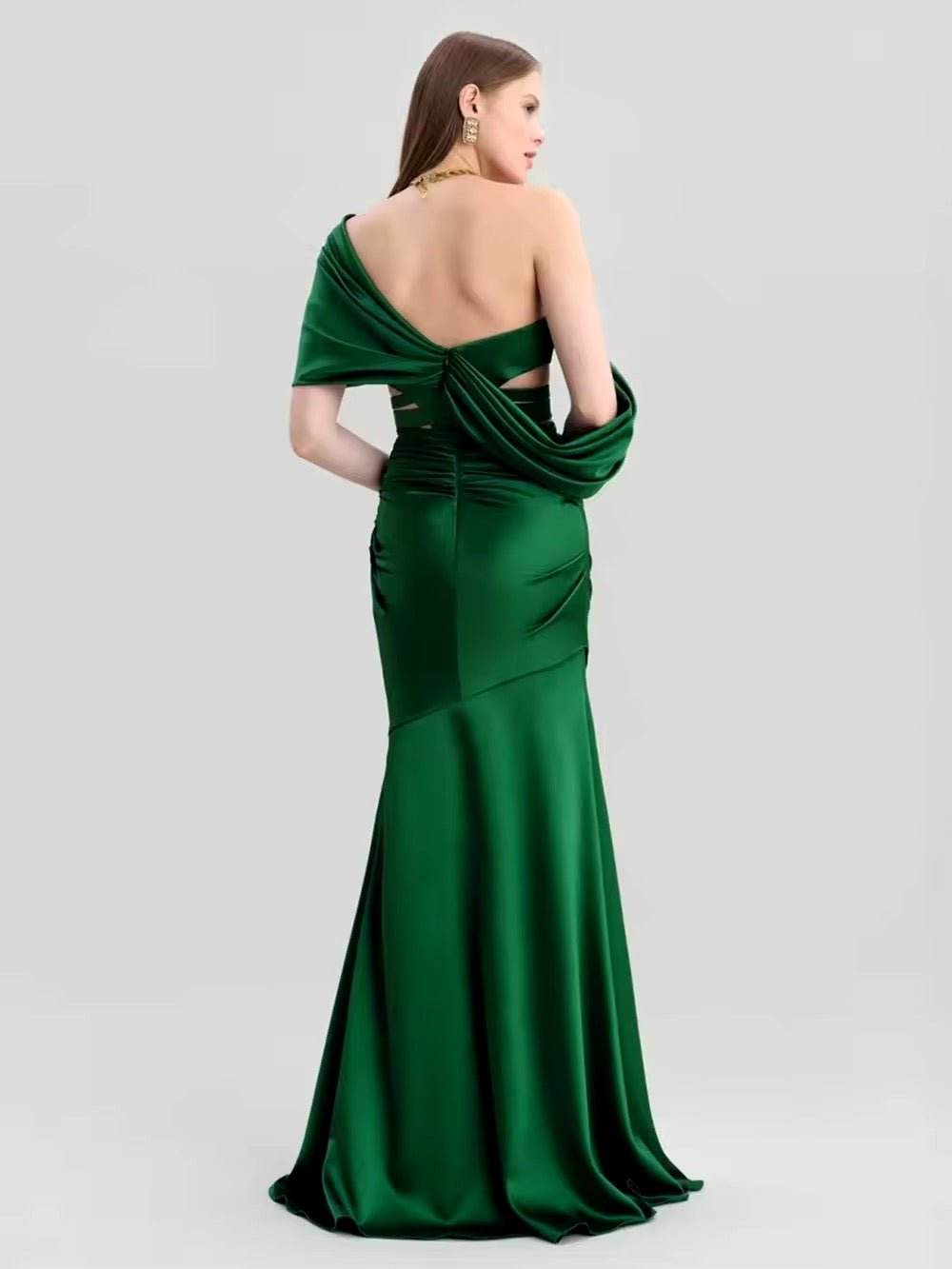 Asymmetrical Collar Mermaid Bandage Dress - REBECATHELABEL