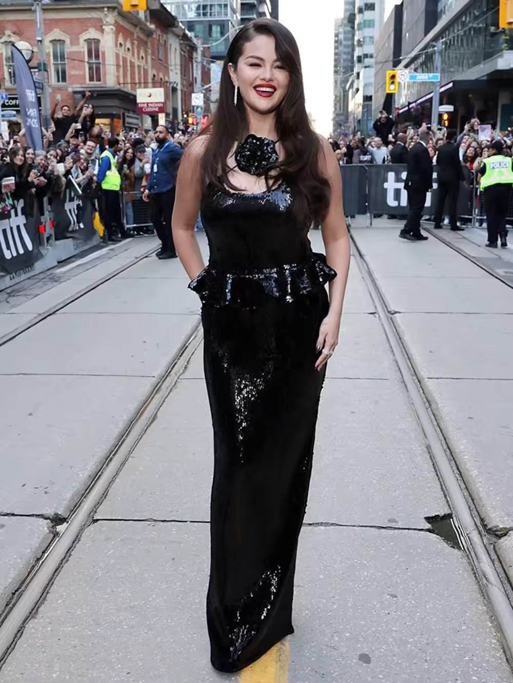 Backless Halter Black Mesh Sequins Flower Maxi Long Gowns Dress - REBECATHELABEL