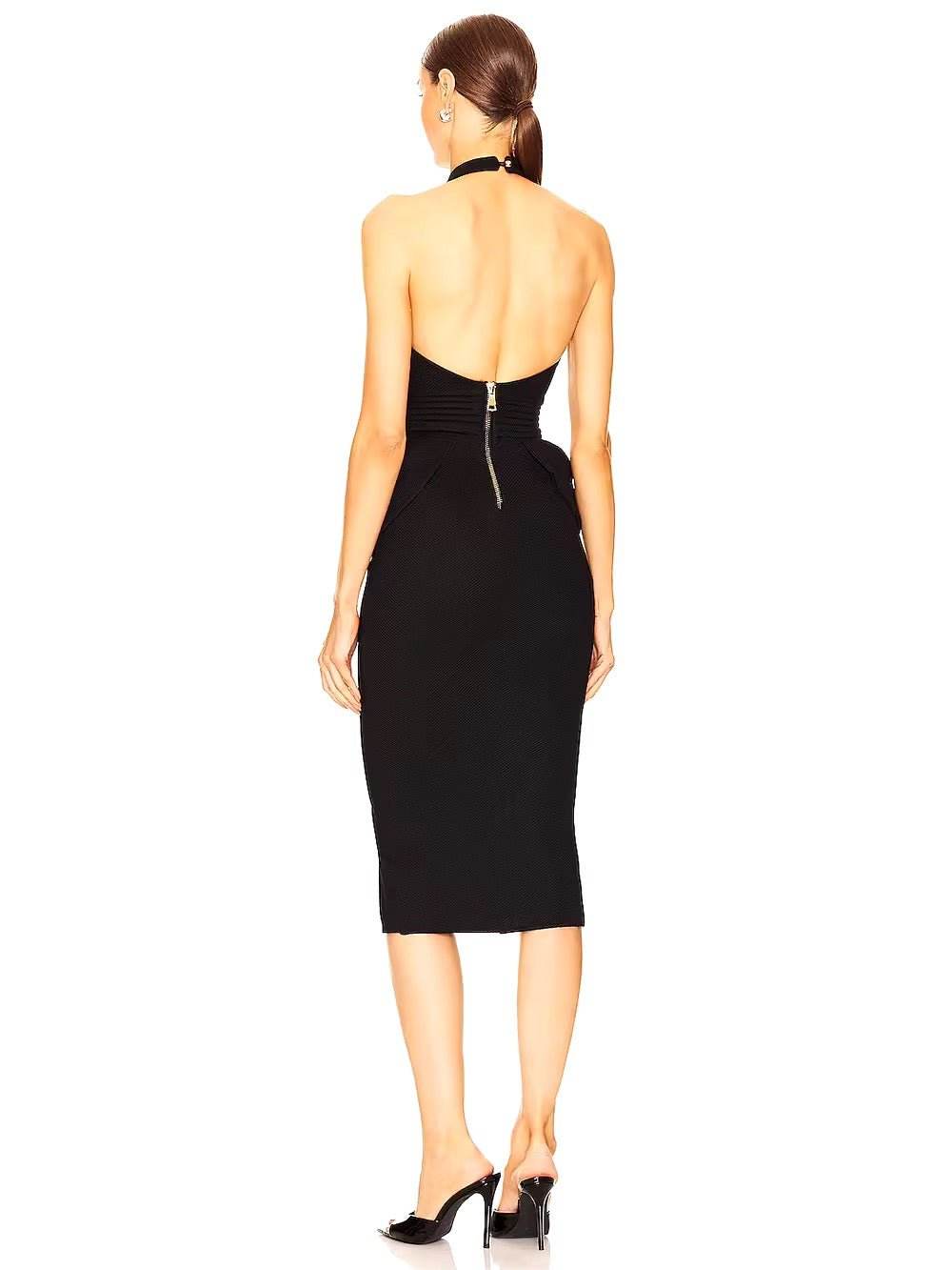 Backless Halter High Waist Bandage Dress - REBECATHELABEL