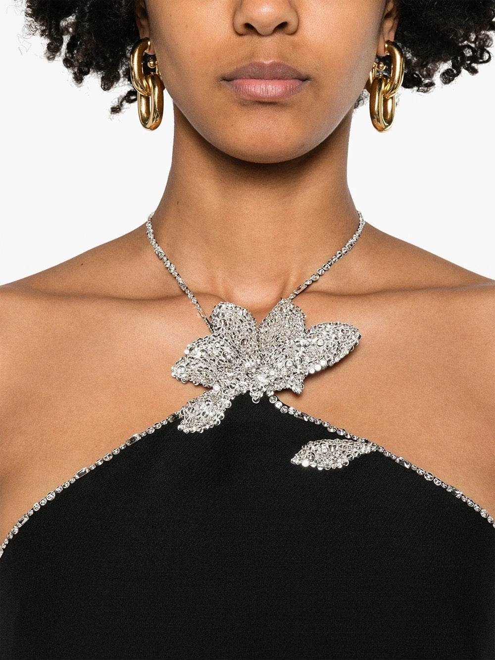 Backless Halter Neck Black Mini Bandage Dress - REBECATHELABEL