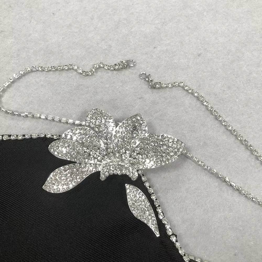 Backless Halter Neck Black Mini Bandage Dress - REBECATHELABEL