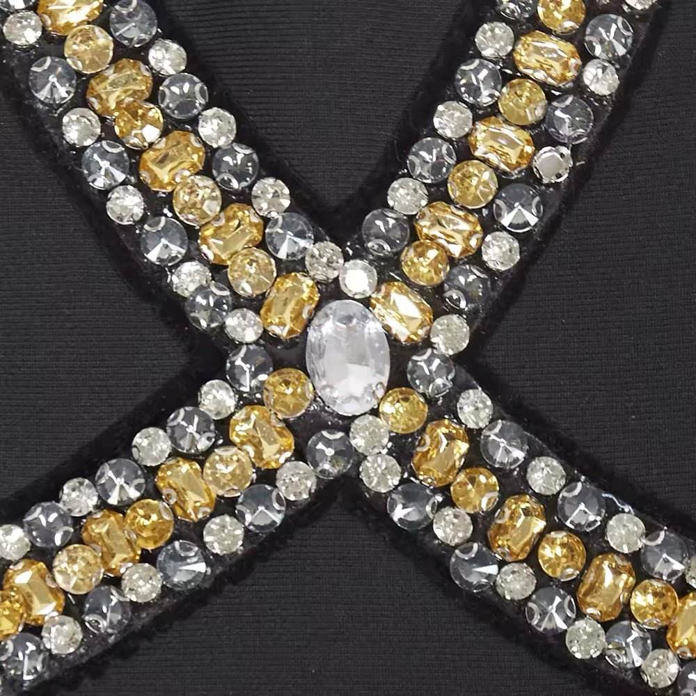 Backless Luxury Diamond Tight Knee Lengthg Bandage Dress - REBECATHELABEL