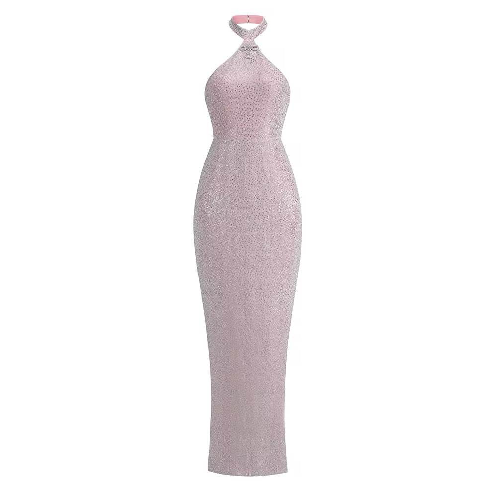 Backless Tight Maxi Pink Dress - REBECATHELABEL