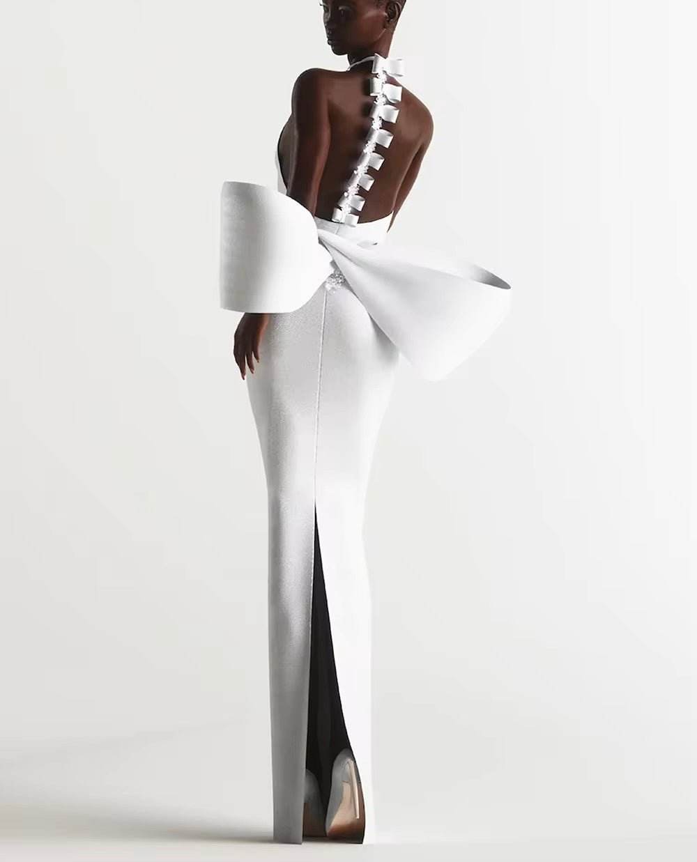 Bandage Bow Halter Evening Maxi Dress - REBECATHELABEL