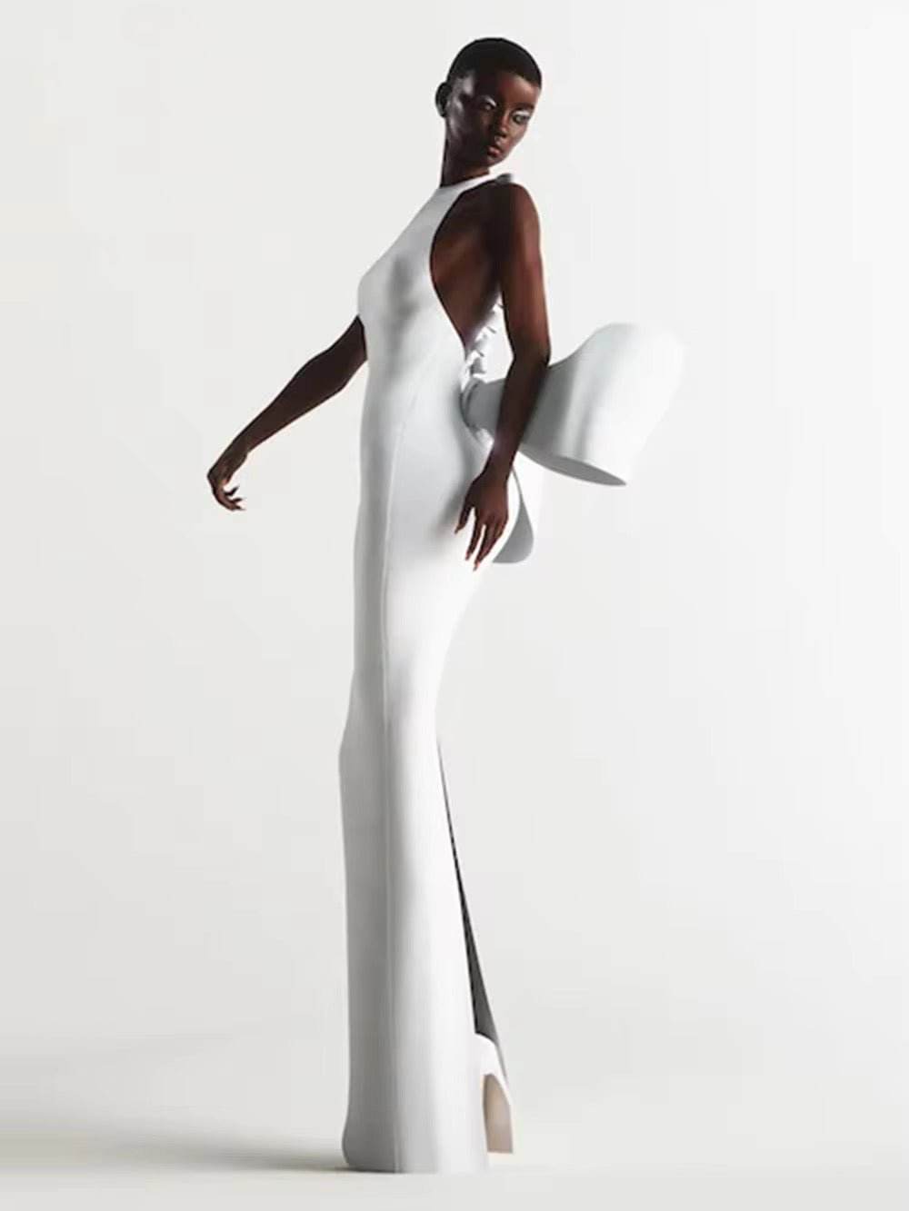 Bandage Bow Halter Evening Maxi Dress - REBECATHELABEL