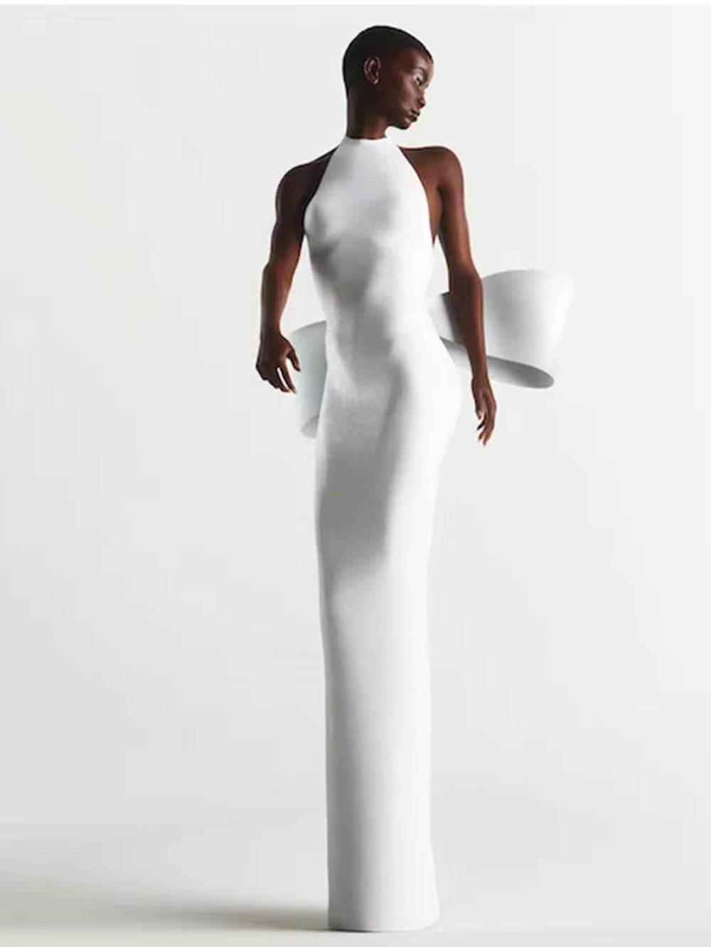 Bandage Bow Halter Evening Maxi Dress - REBECATHELABEL