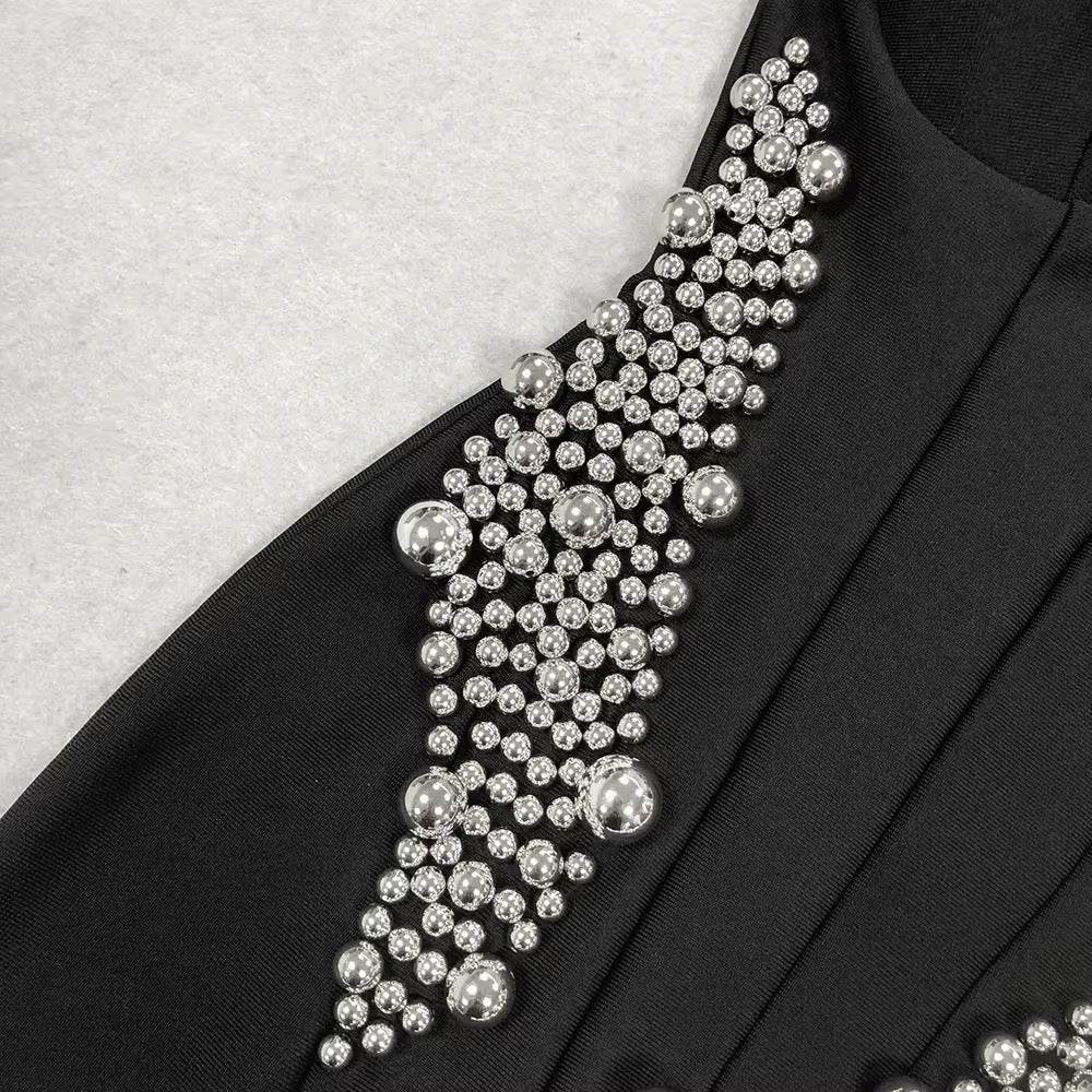 Bead Spaghetti Strap Backless dress - REBECATHELABEL