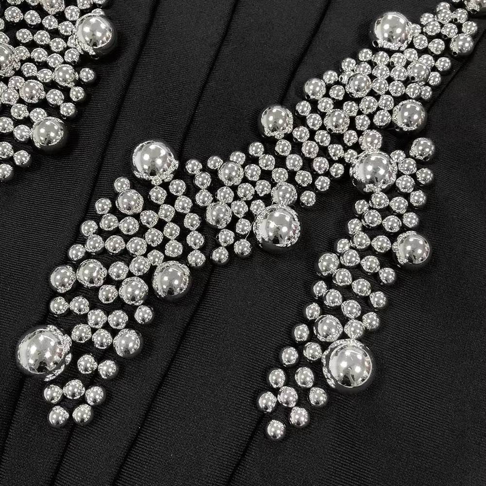 Bead Spaghetti Strap Backless dress - REBECATHELABEL