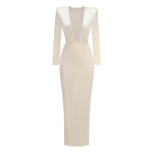 Becca white long slit dress - REBECATHELABEL