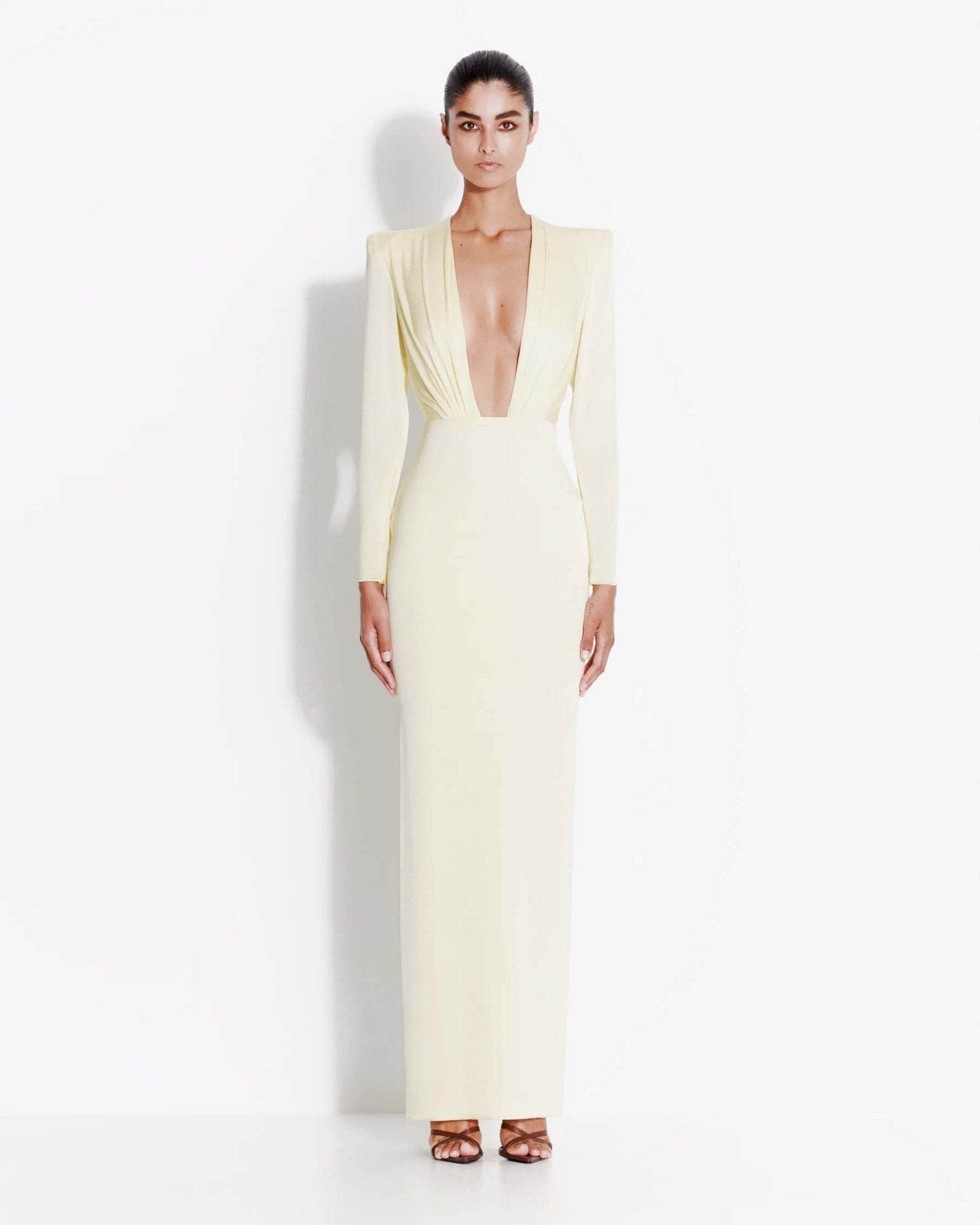 Becca white long slit dress - REBECATHELABEL