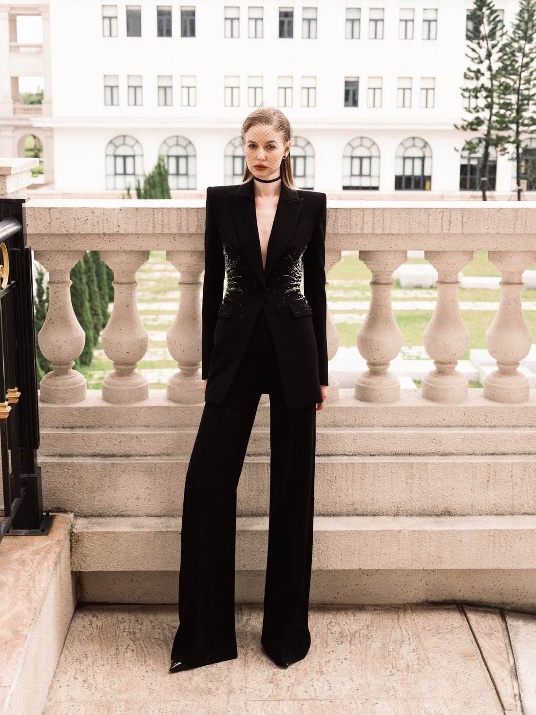 Black Blazer Pantsuits Two Piece Set - REBECATHELABEL