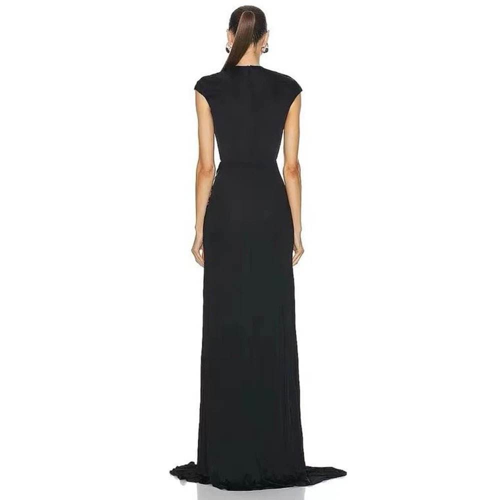 Black Crystal Rose Hollow High Split - REBECATHELABEL