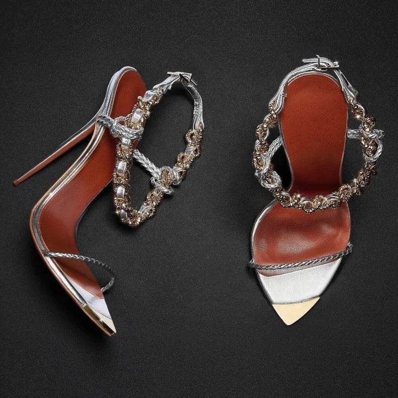 Bling Rhinestone Open Toe Super High Heel - REBECATHELABEL