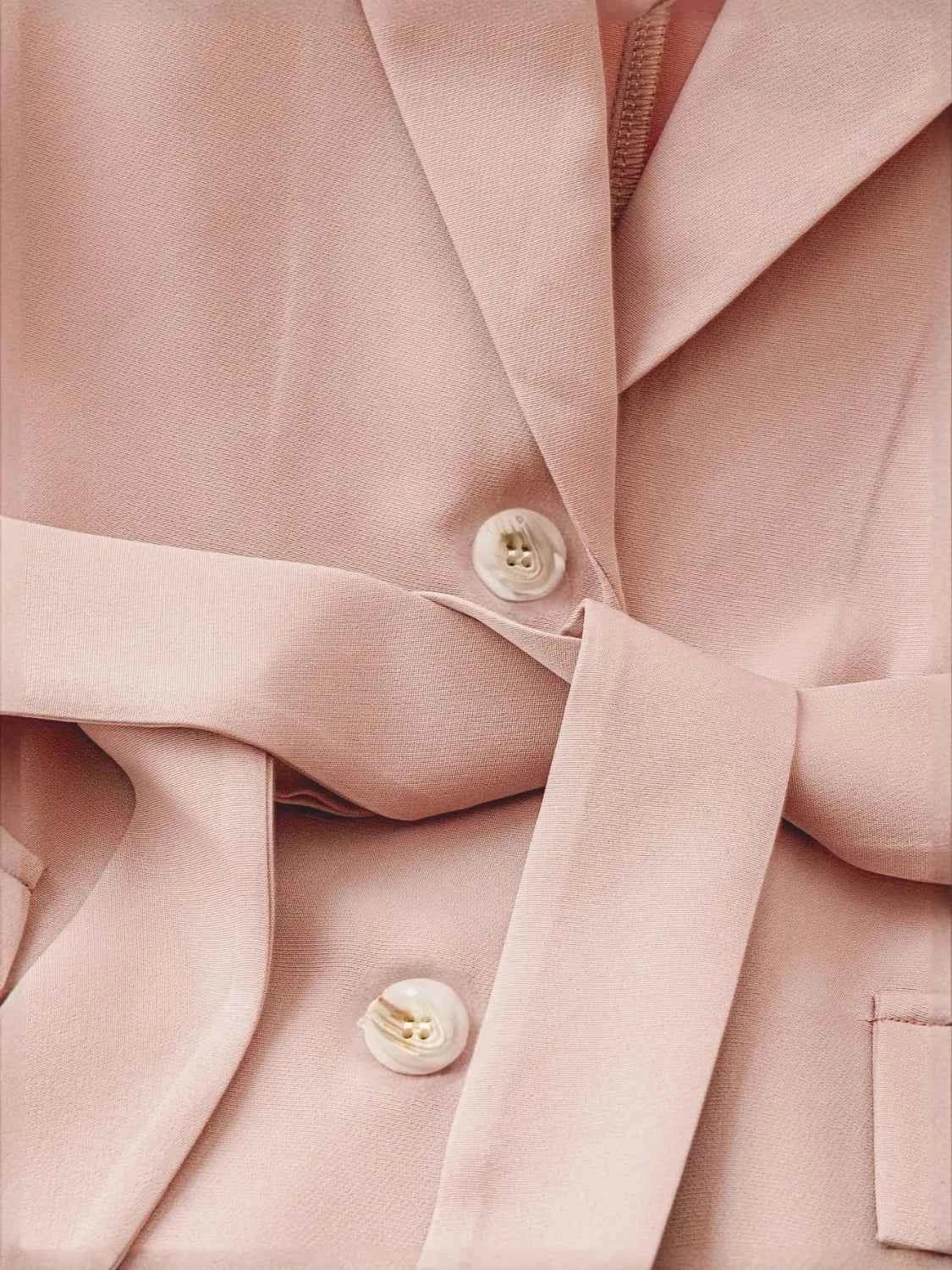 Tie Waist Lapel Collar Sleeveless Blazer