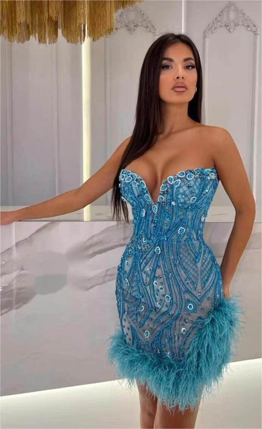 Camile feather dress - REBECATHELABEL