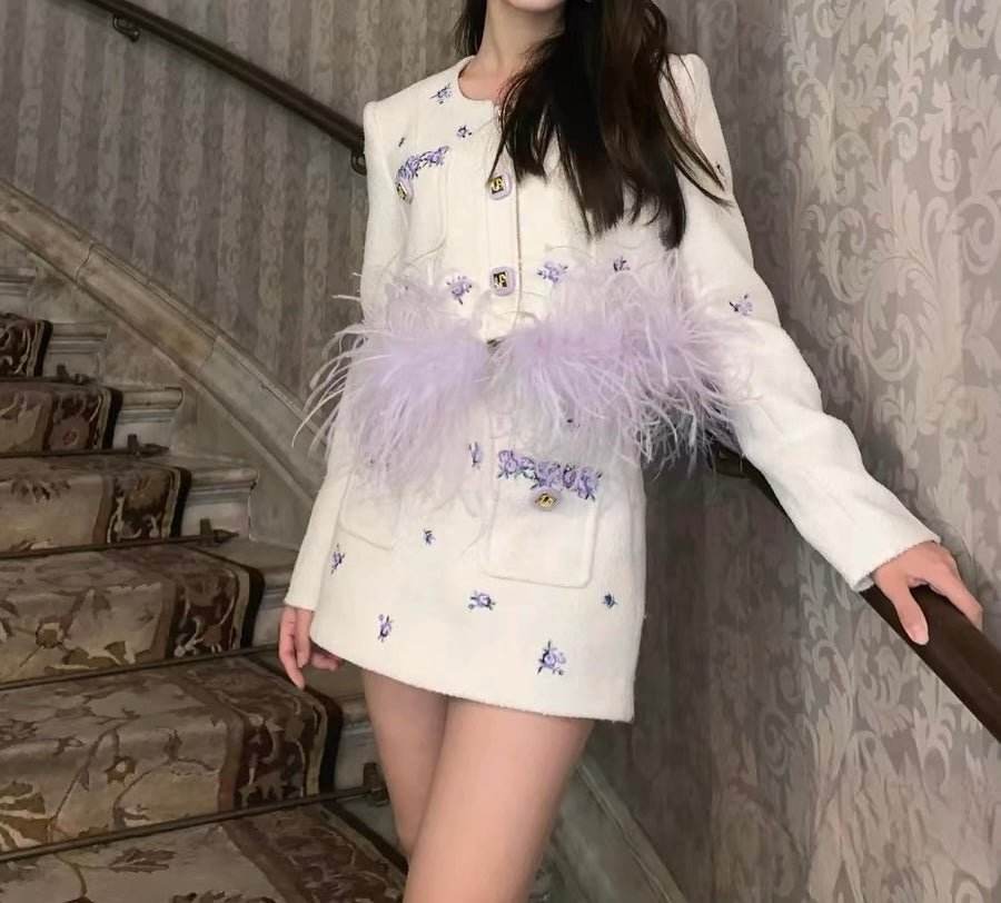 Camile feather skirt set - REBECATHELABEL