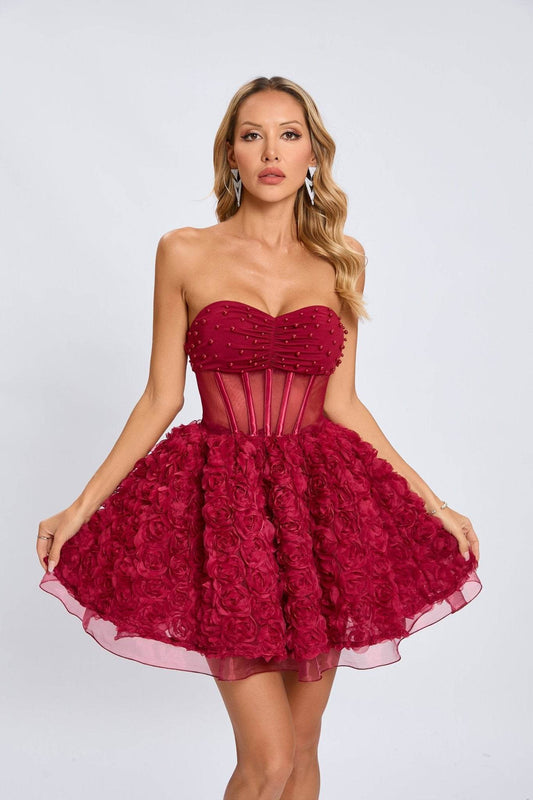 Camile red pearl dress - REBECATHELABEL