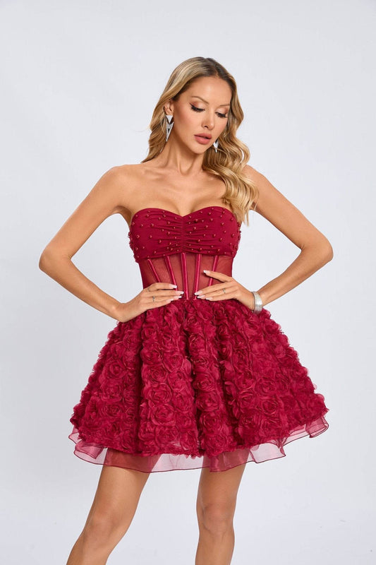 Camile red pearl dress - REBECATHELABEL