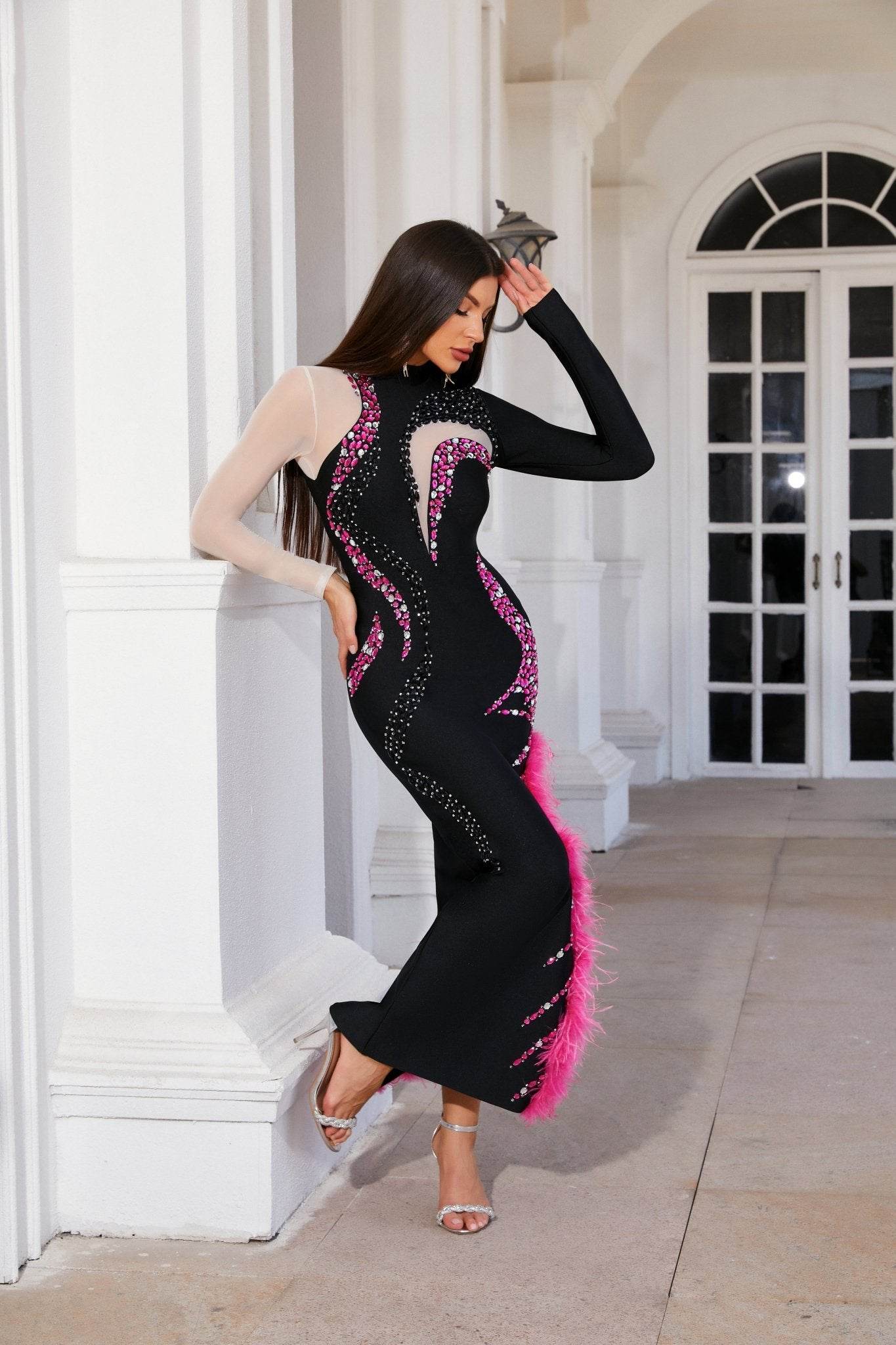 Camille feather diamond dress - REBECATHELABEL