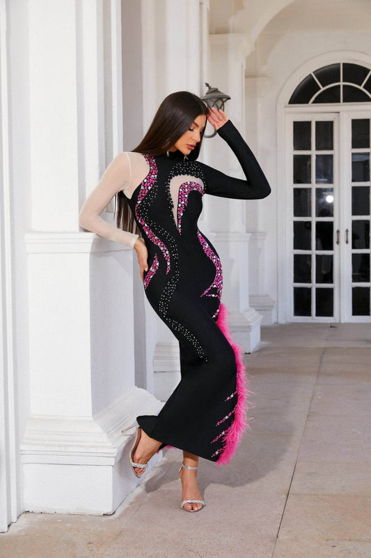 Camille feather diamond dress - REBECATHELABEL