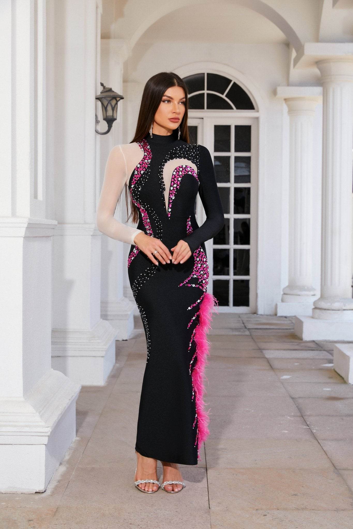 Camille feather diamond dress - REBECATHELABEL