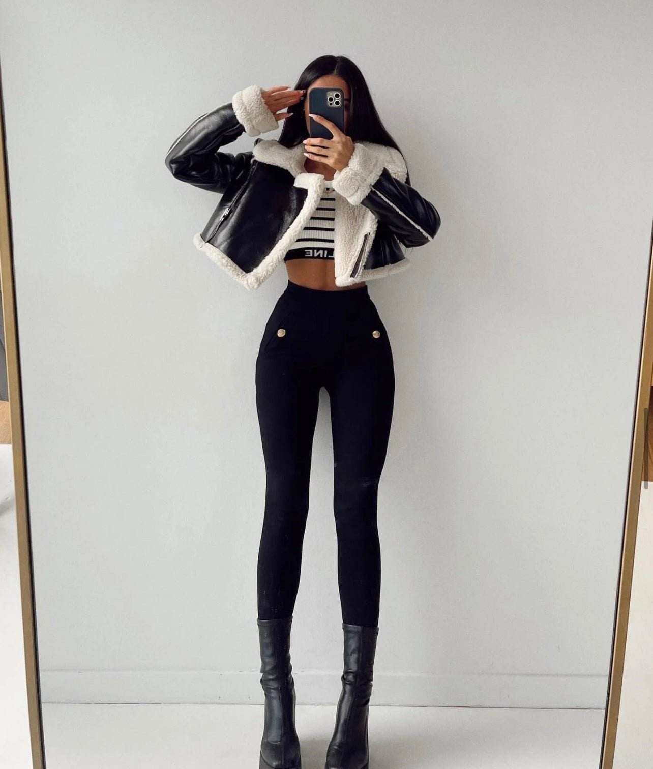 Cropped PU Leather Jacket - REBECATHELABEL