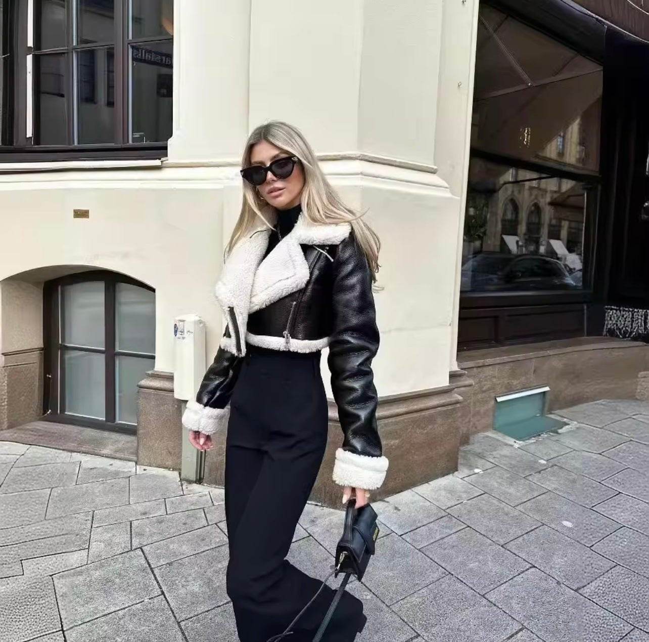 Cropped PU Leather Jacket - REBECATHELABEL