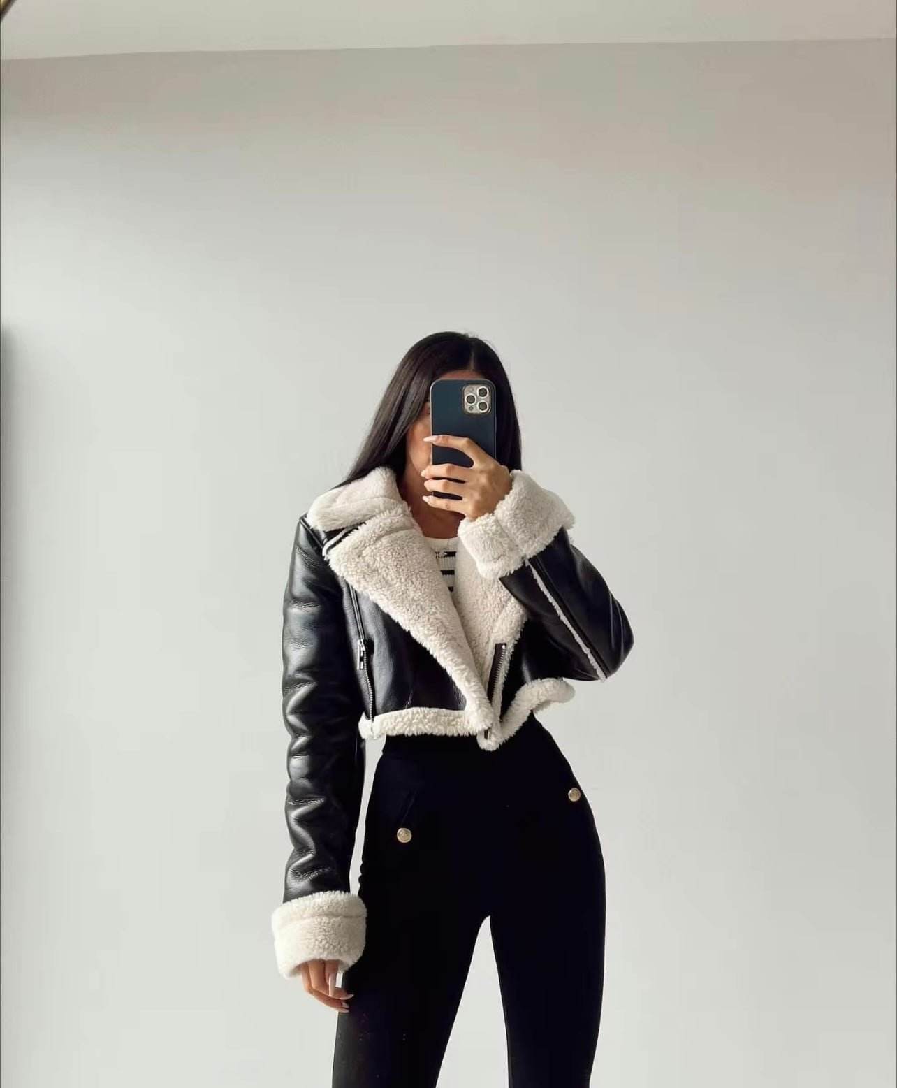 Cropped PU Leather Jacket - REBECATHELABEL