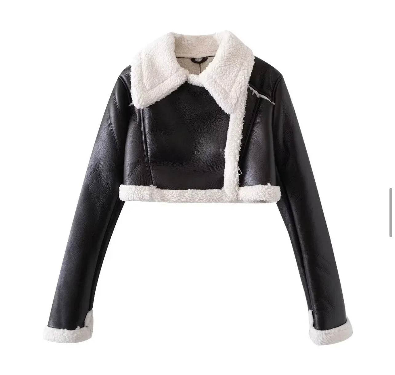 Cropped PU Leather Jacket - REBECATHELABEL