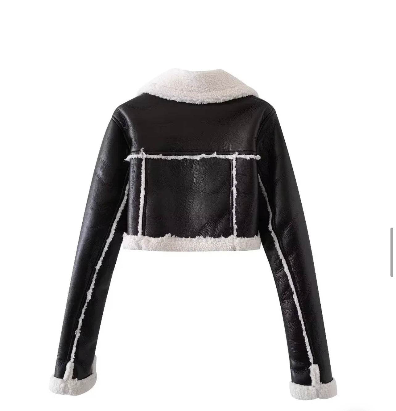 Cropped PU Leather Jacket - REBECATHELABEL