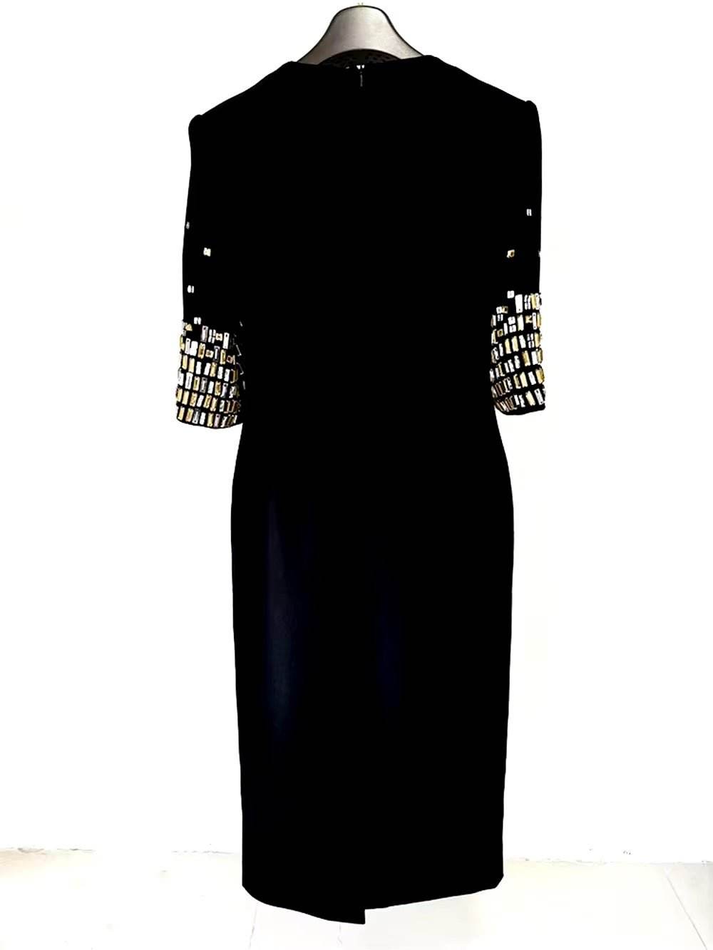 Crystal Bead Half Sleeve Luxury Cocktail Gowns Midi dress - REBECATHELABEL