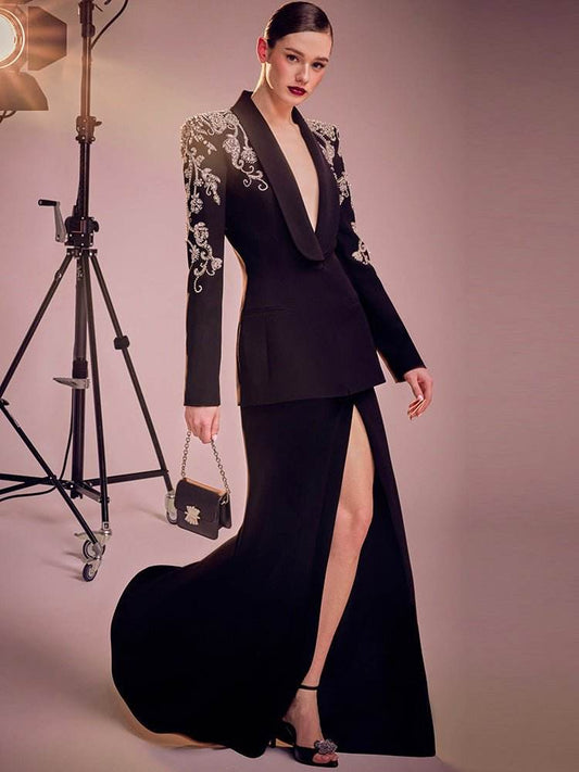 Crystal skirt blazer set - REBECATHELABEL