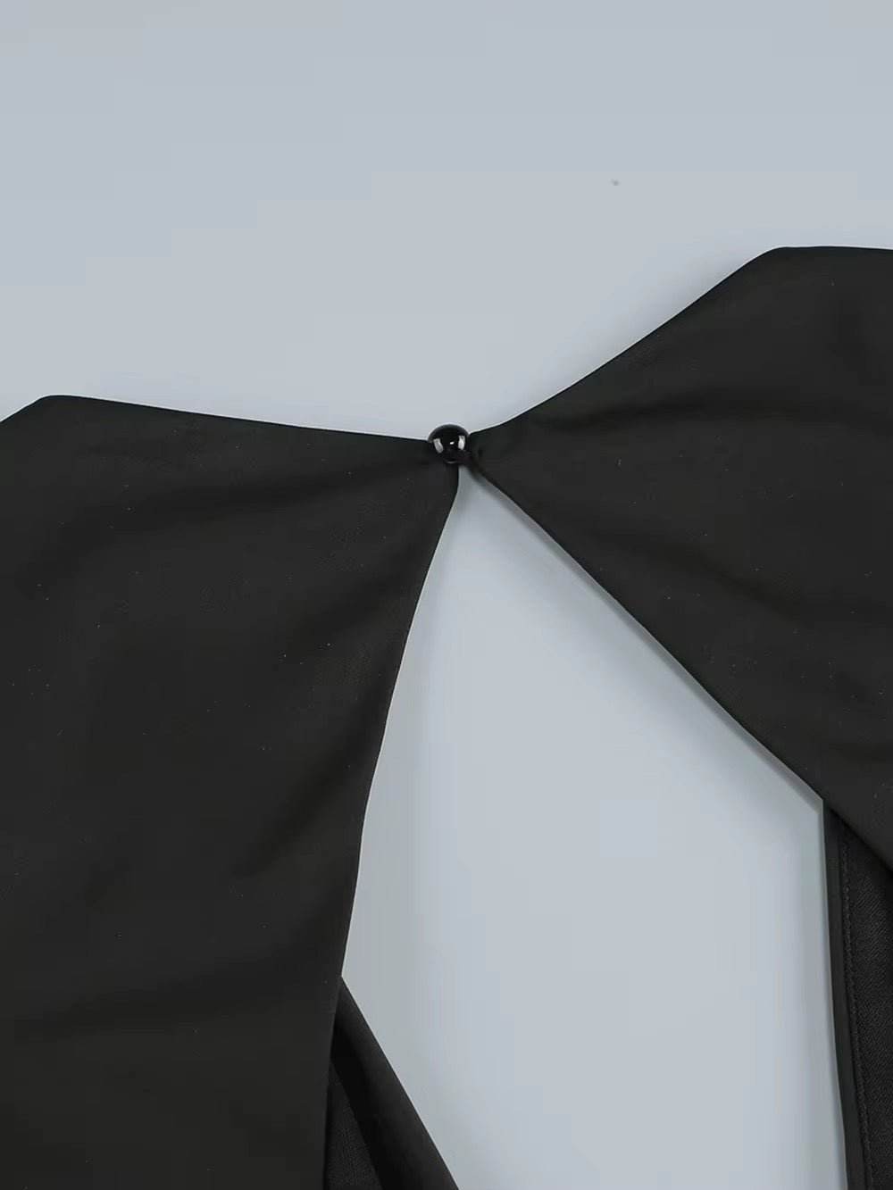 Deep V-back Patchwork Leather Design Maxi dress - REBECATHELABEL