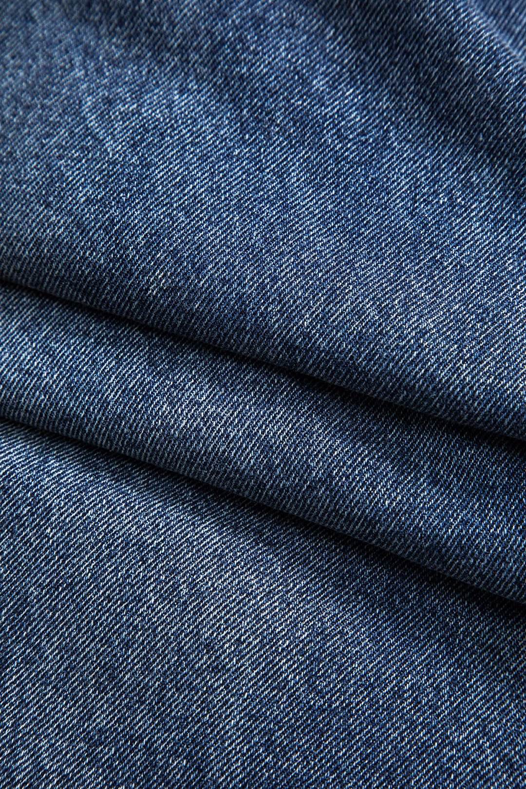 Denim Button Pocket Crossed Patchwork Straight Leg Jeans - REBECATHELABEL