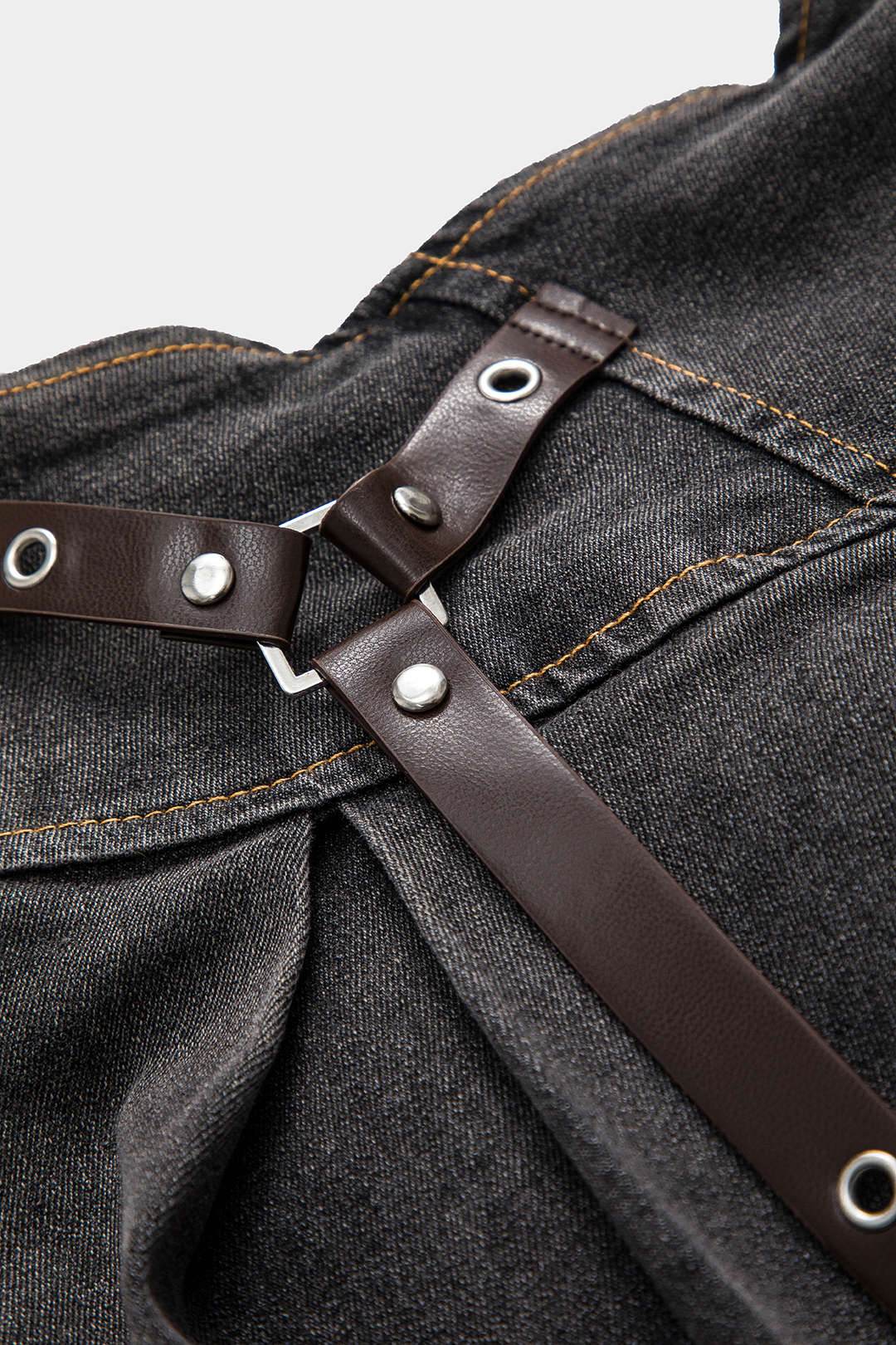 Denim High Waist Patchwork Skirt - REBECATHELABEL